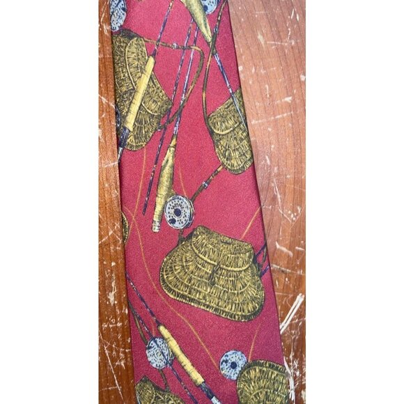 liberty of london silk fly fishing tie Burgundy USA - Picture 3 of 11